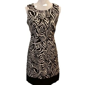 RONNI Nicole Sleeveless Shift Dress Black/Cream 6 EUC